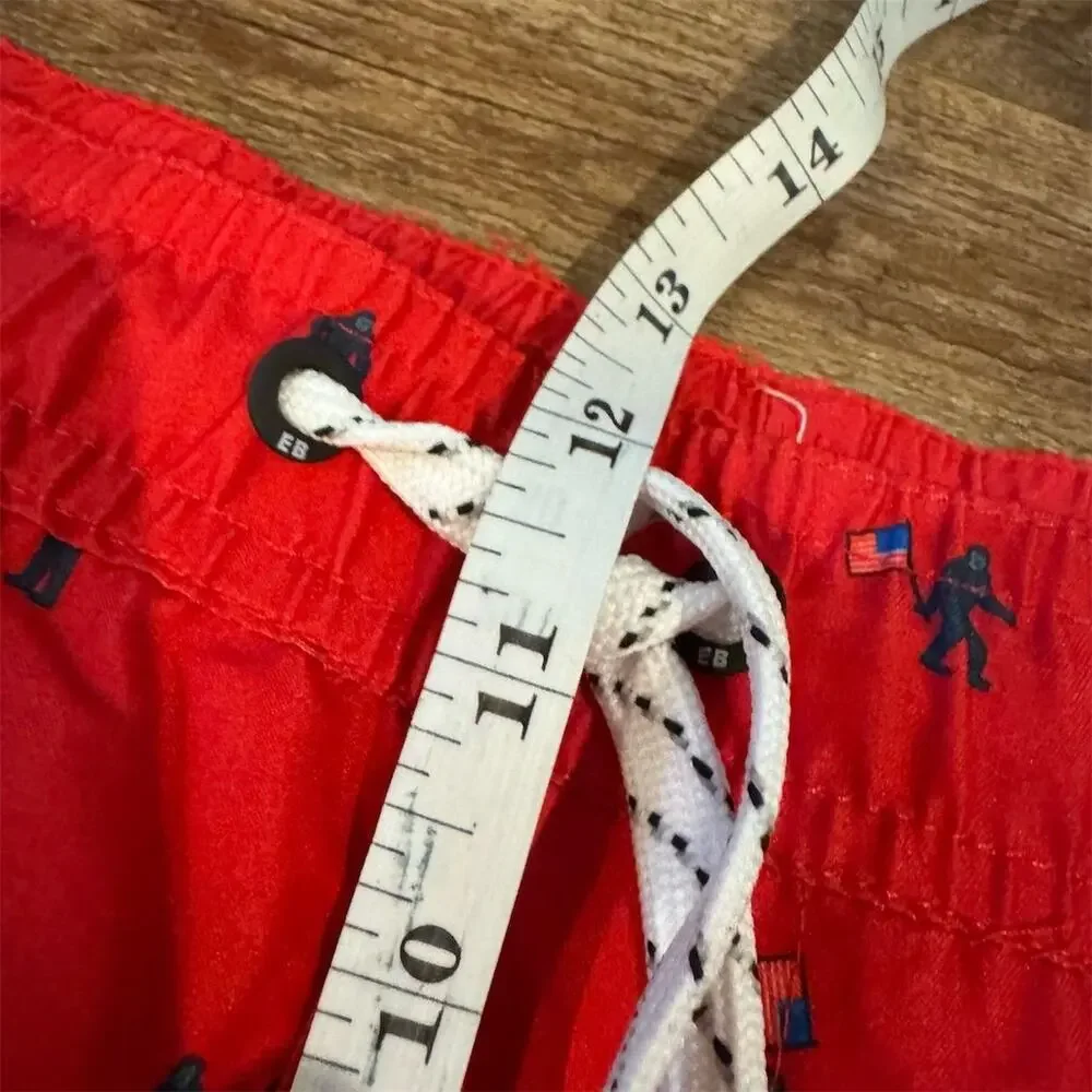 Eddie Bauer Swim Trunks XL Red Sasquatch USA Flag Print Quick-Dry SPF 50+ Beach